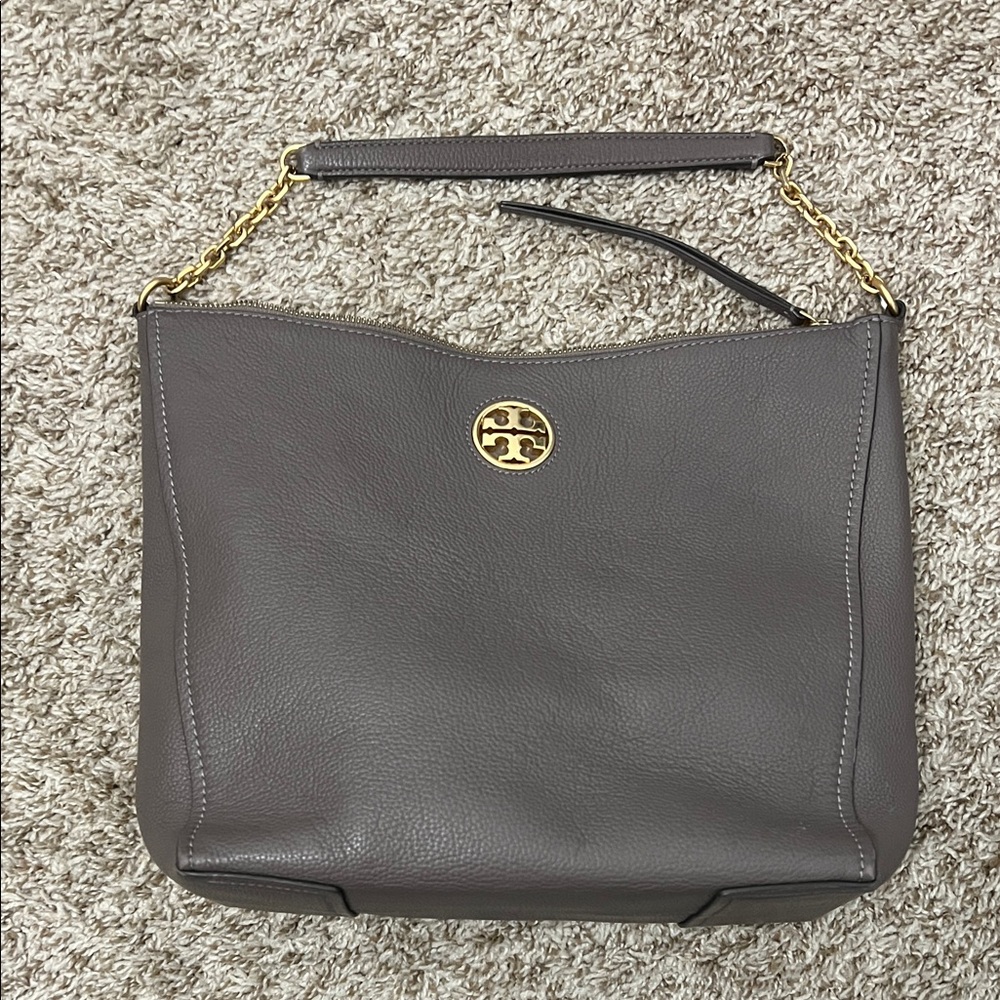 Tory Burch Dark Gray Leather Shoulder Bag